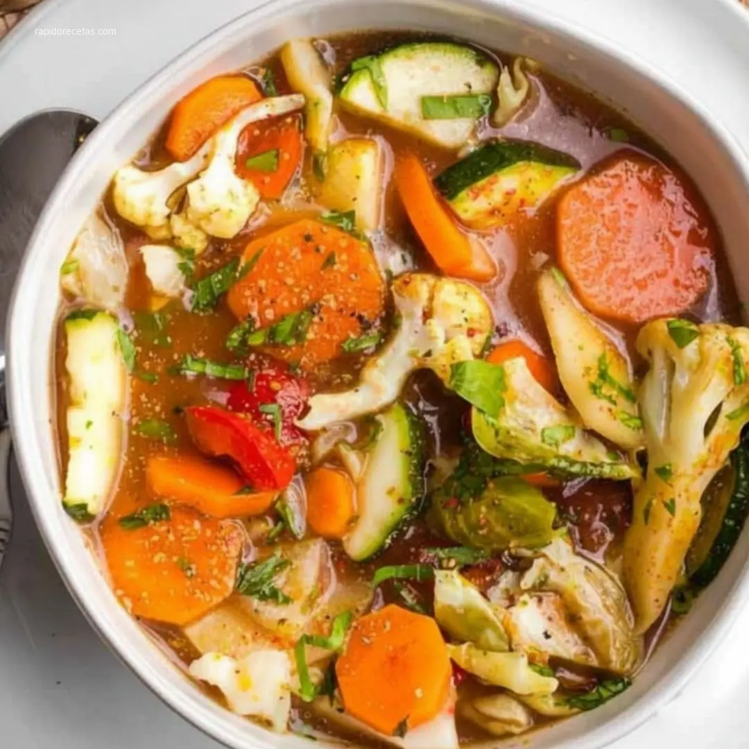 Delicious creamy roasted veggie soup in a white bowl with chives