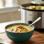 Crockpot Thai Coconut Chicken Soup: 5 Easy Steps 3 Spoonful of Crockpot Thai Coconut Chicken Soup highlights texture