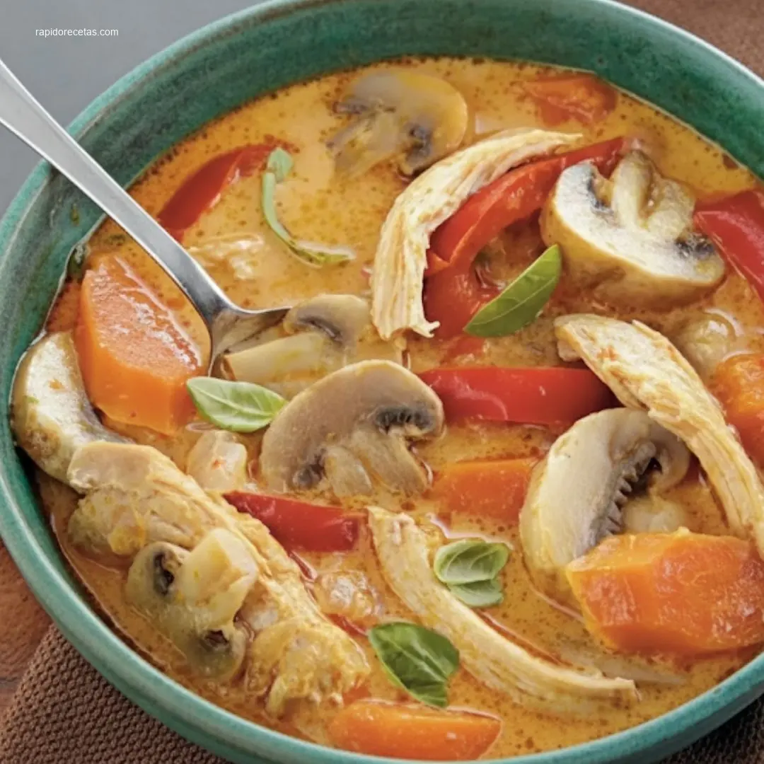 Crockpot Thai Coconut Chicken Soup: 5 Easy Steps 2 Delicious Crockpot Thai Coconut Chicken Soup flatlay with fresh garnishes