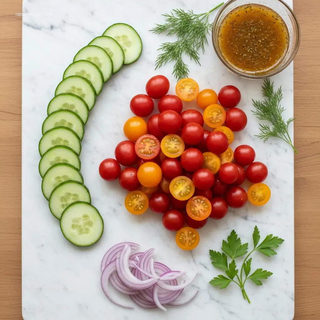 Cucumber Salad: Your 5-Minute Side Dish 5 Ingredients for a fresh cucumber tomato salad.