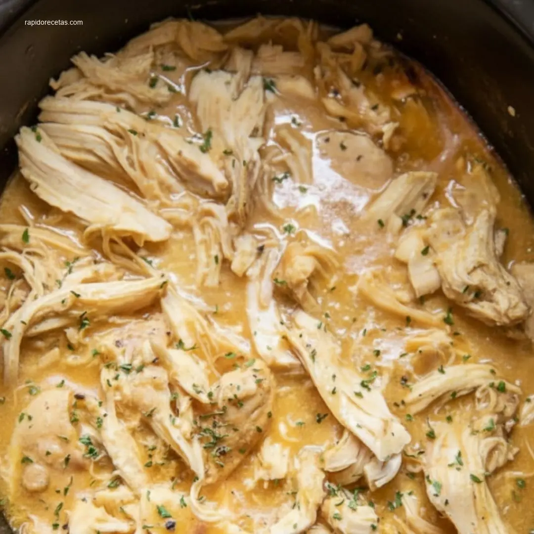 Easy Crockpot Chicken and Gravy perfectly plated