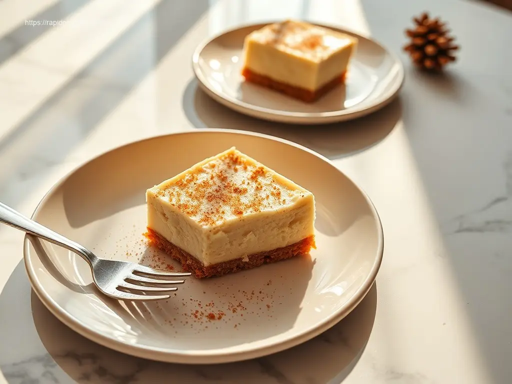 Delicious Eggnog Cheesecake Bars with Spiced Crust flatlay