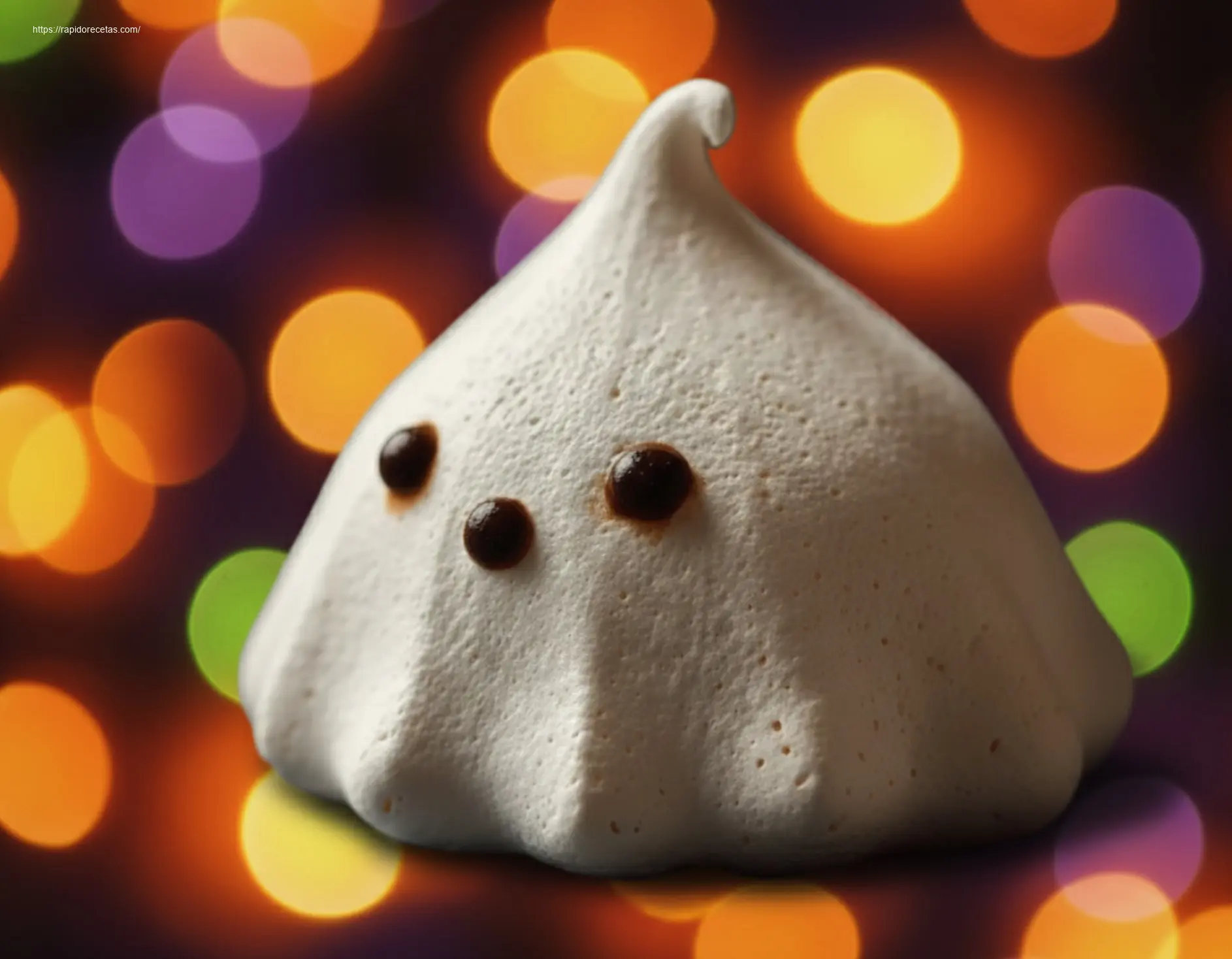 Hand picking up a delicious ghost meringue.