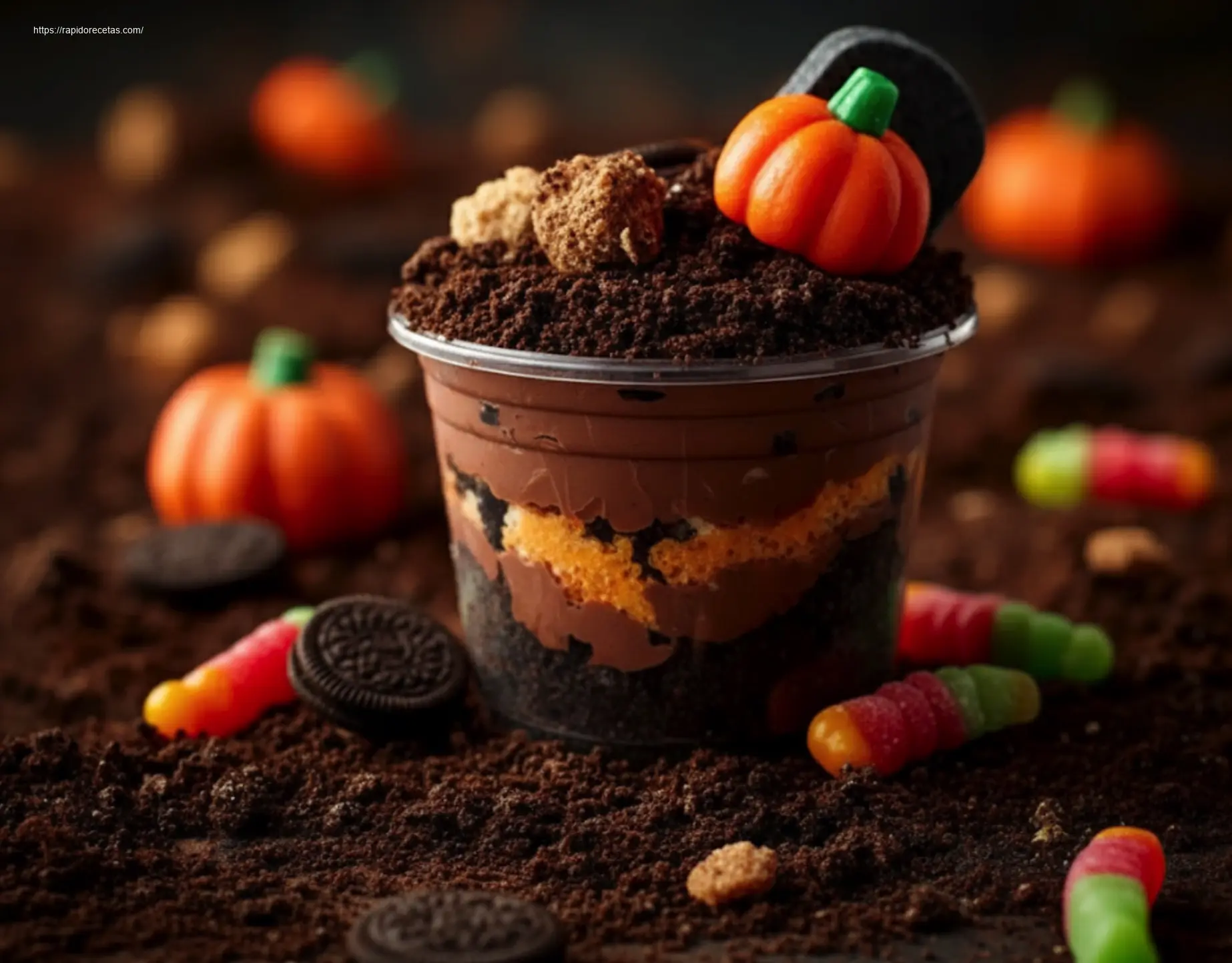 Spoon scooping creamy Graveyard Pudding Cookie Cup