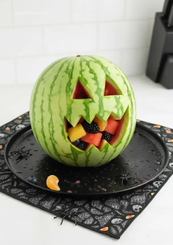 Halloween Appetizers: 2 Simple Solutions 5 Close-up of a spoon scooping creamy dip from Halloween appetizers.