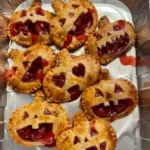 Assorted Halloween baked goods on a white marble table.
