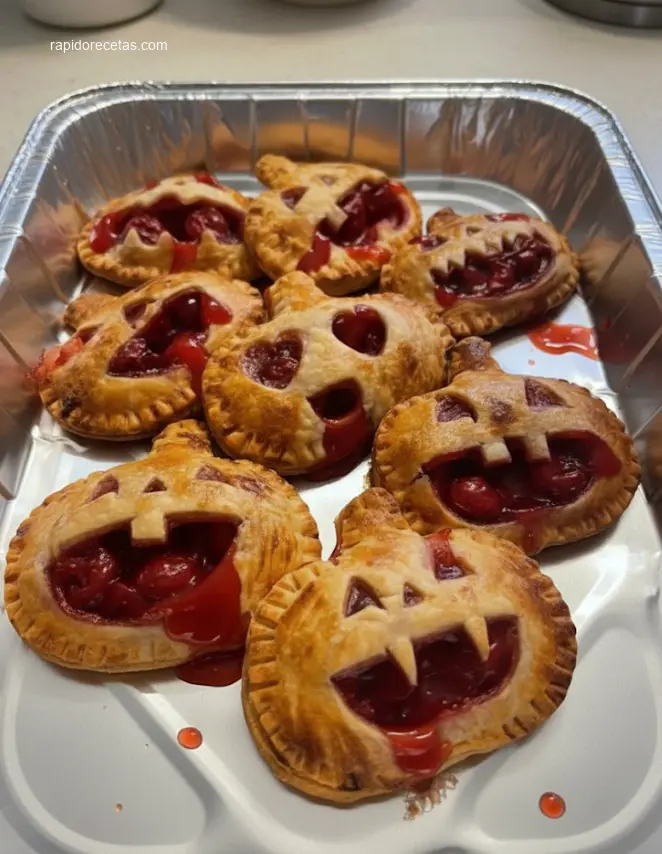 Child's hand reaching for a Halloween mummy cookie.