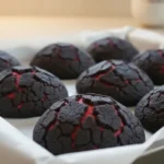 halloween brimstone bread, 45-degree angle on marble table.