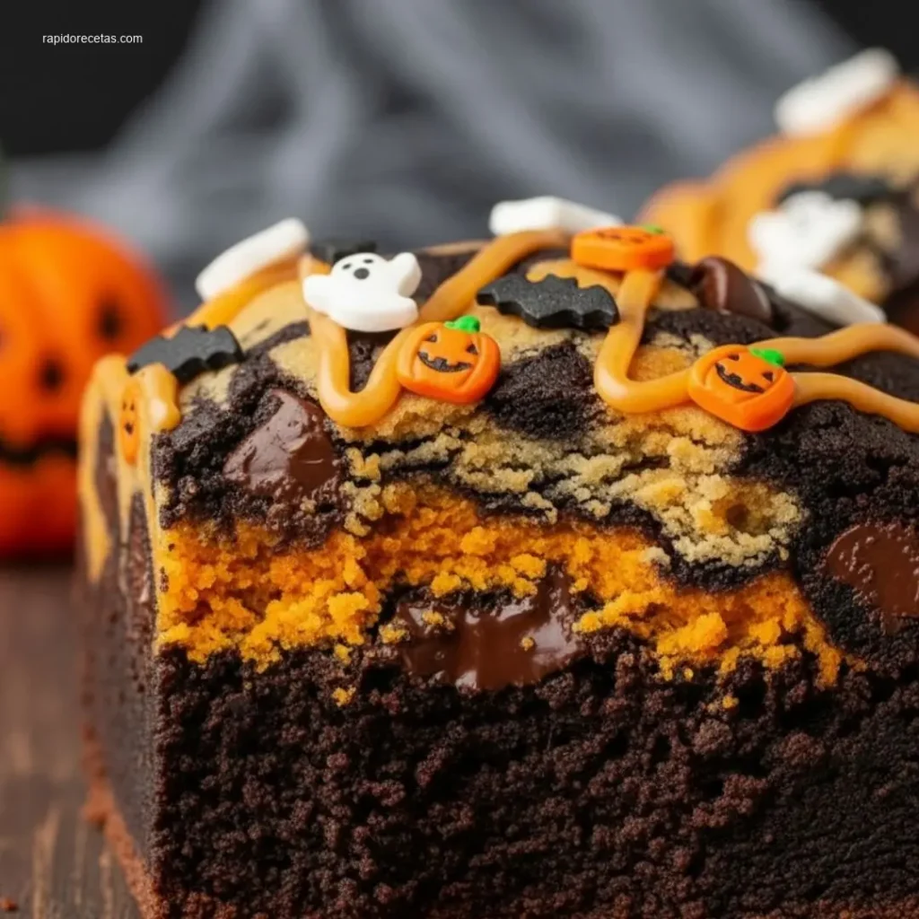 Halloween Brookies: 5 Sweet Tricks for Treats! 4 Spoon lifting a piece of Halloween Brookie