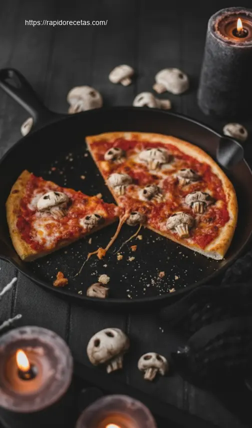 Cutting into a warm Halloween Ghost Pizza.