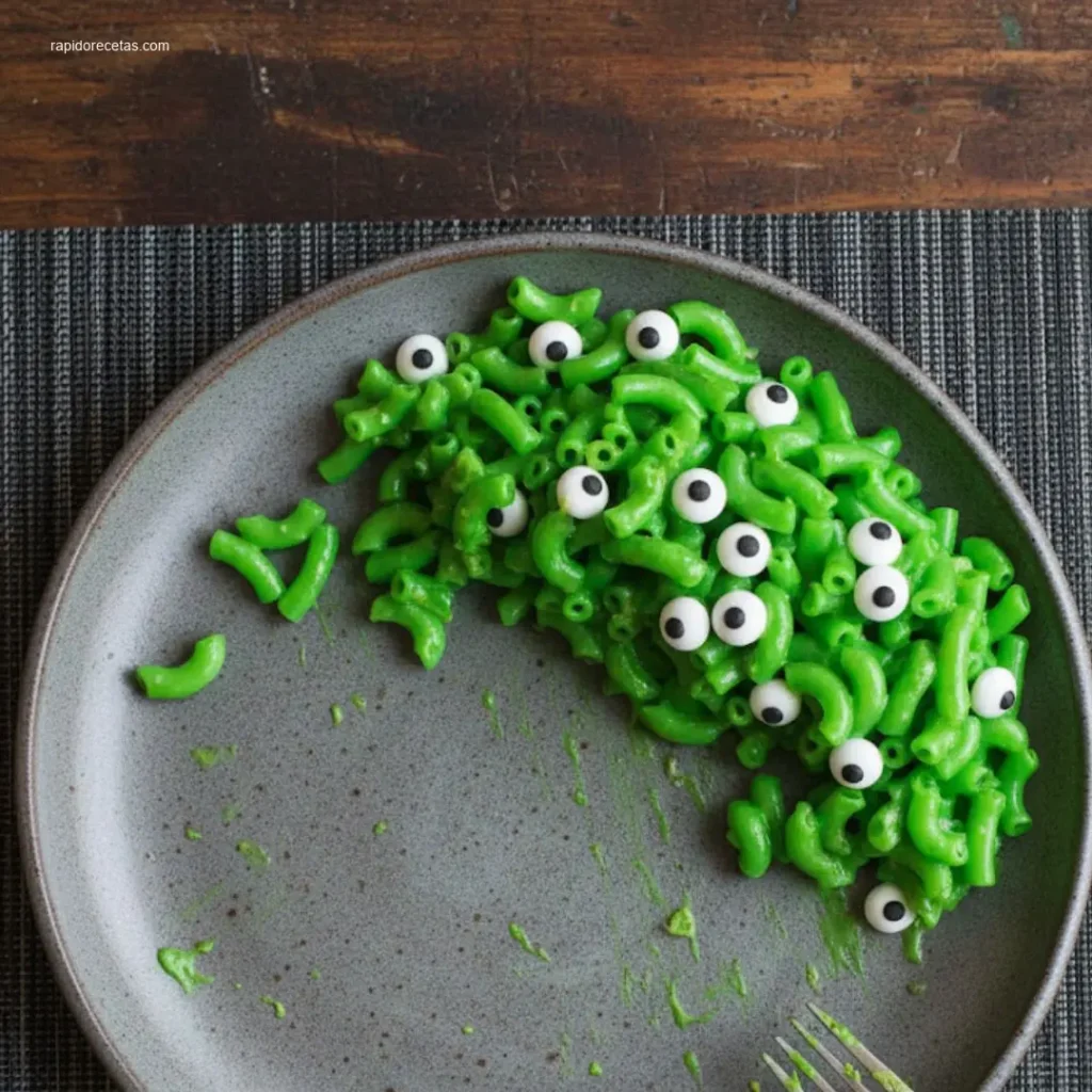 Halloween Monster Mac and Cheese: 5 Spooky Twists 4 Halloween Monster Mac and Cheese topped with Cheetos and candy eyes