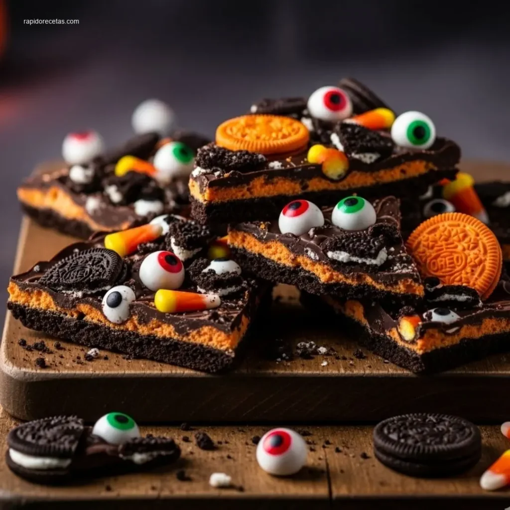Spooky Halloween Oreo Bark: Why 1 Million Love It 5 Spooky Halloween Oreo Bark on a black ceramic plate