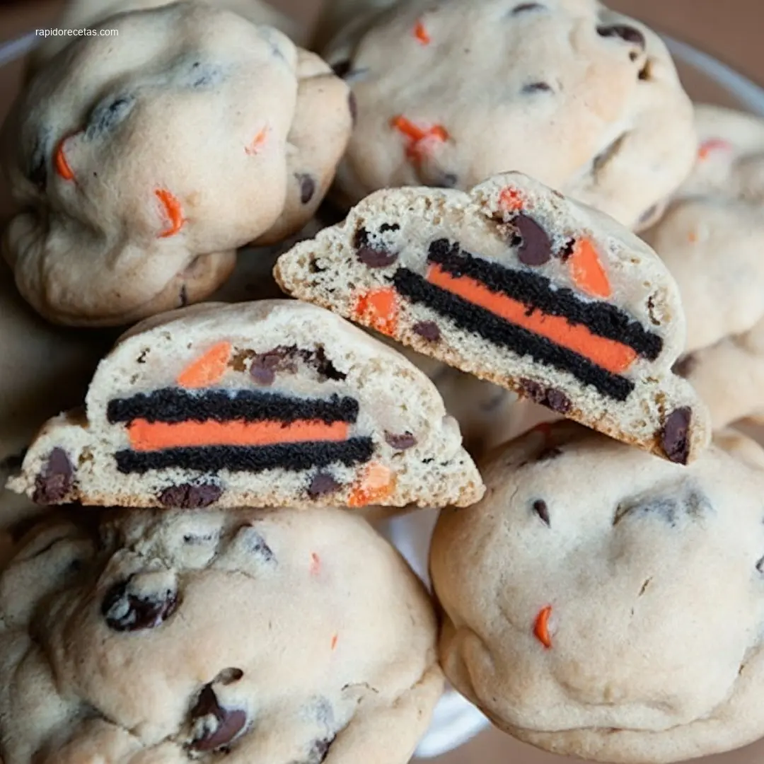 Delicious Halloween Oreo Stuffed Chocolate Chip Cookies