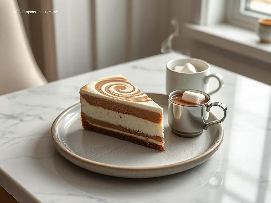 Hot Cocoa Cheesecake with Marshmallow Swirl a delicious dessert