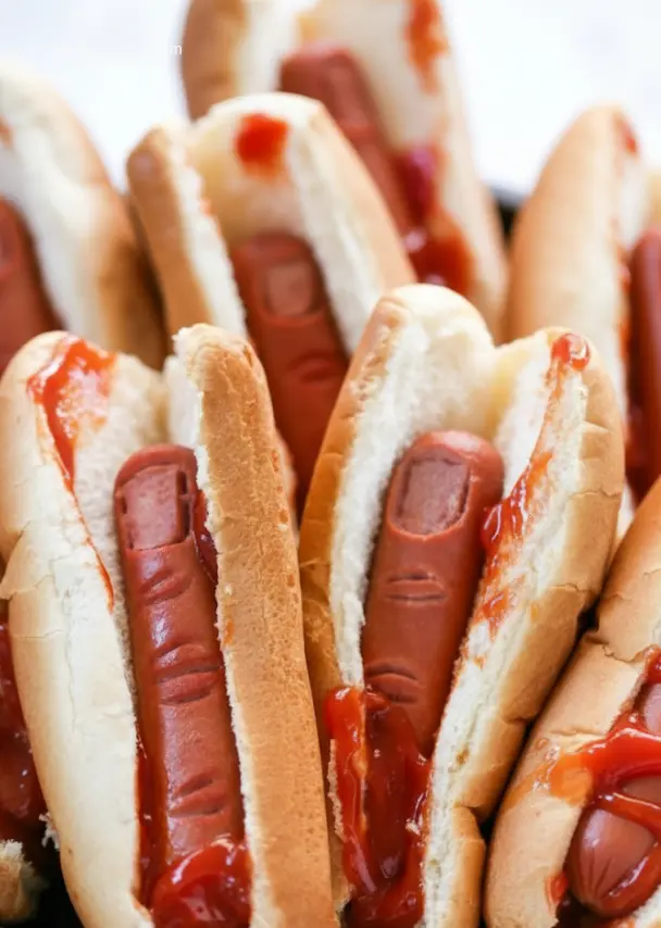 hot dog fingers for halloween: How to Make 5 Kinds 7 Spooky hot dog fingers for Halloween, perfect party snack.