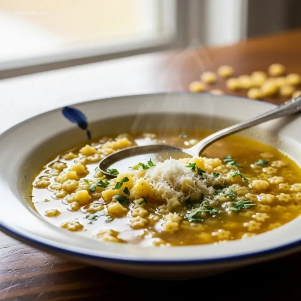 Spoonful of Italian Penicillin Soup close up