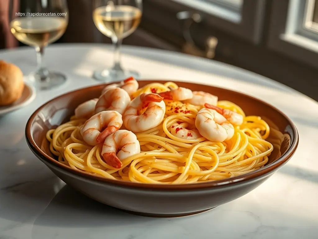 Lemon Shrimp Angel Hair Pasta: How 6 Minutes Does It All 1 Lemon Shrimp Angel Hair Pasta dish Overhead view