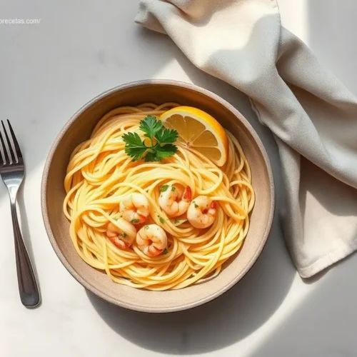 Lemon Shrimp Angel Hair Pasta: How 6 Minutes Does It All 2 Lemon Shrimp Angel Hair Pasta dish Overhead view