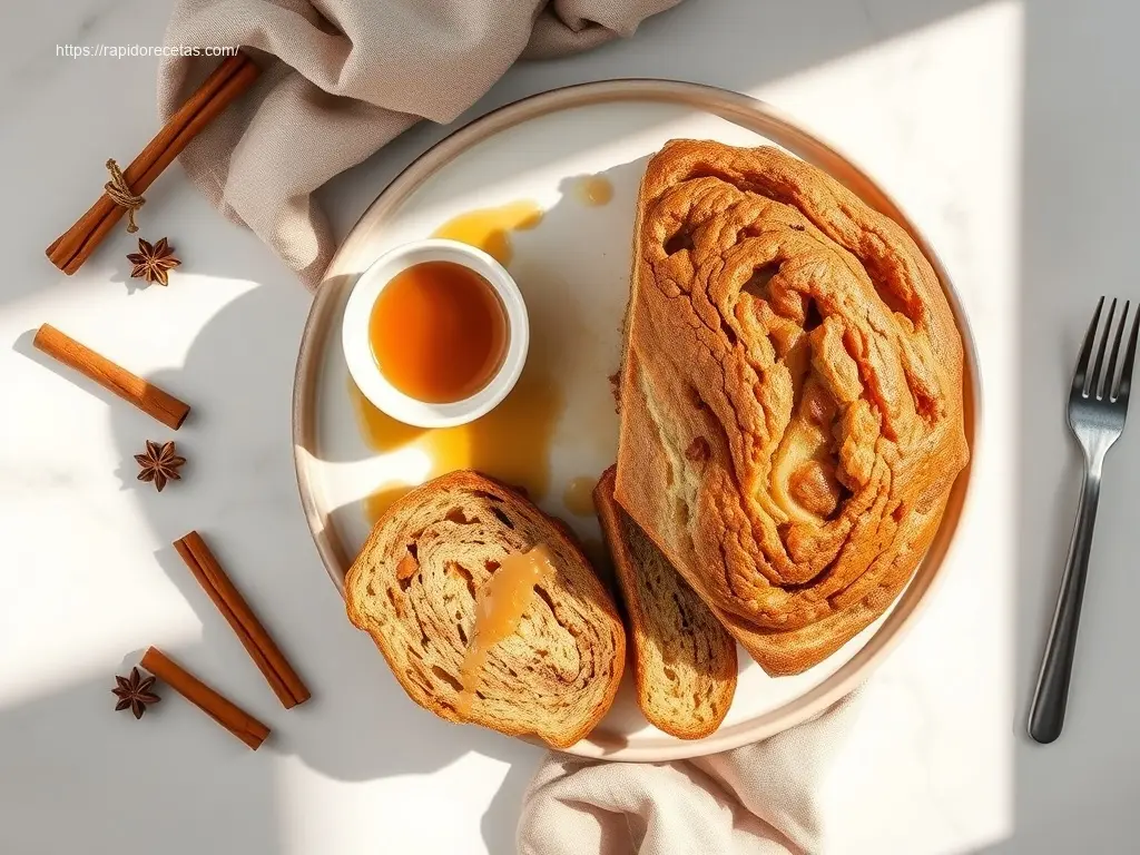 Delicious Maple Cinnamon Apple Bread slices on a ceramic platter