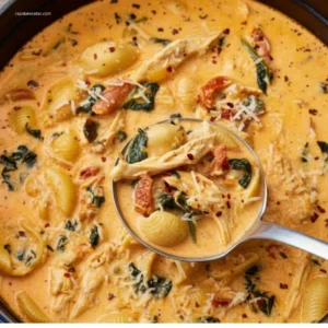 Delicious rich creamy Marry Me Chicken Soup overhead view