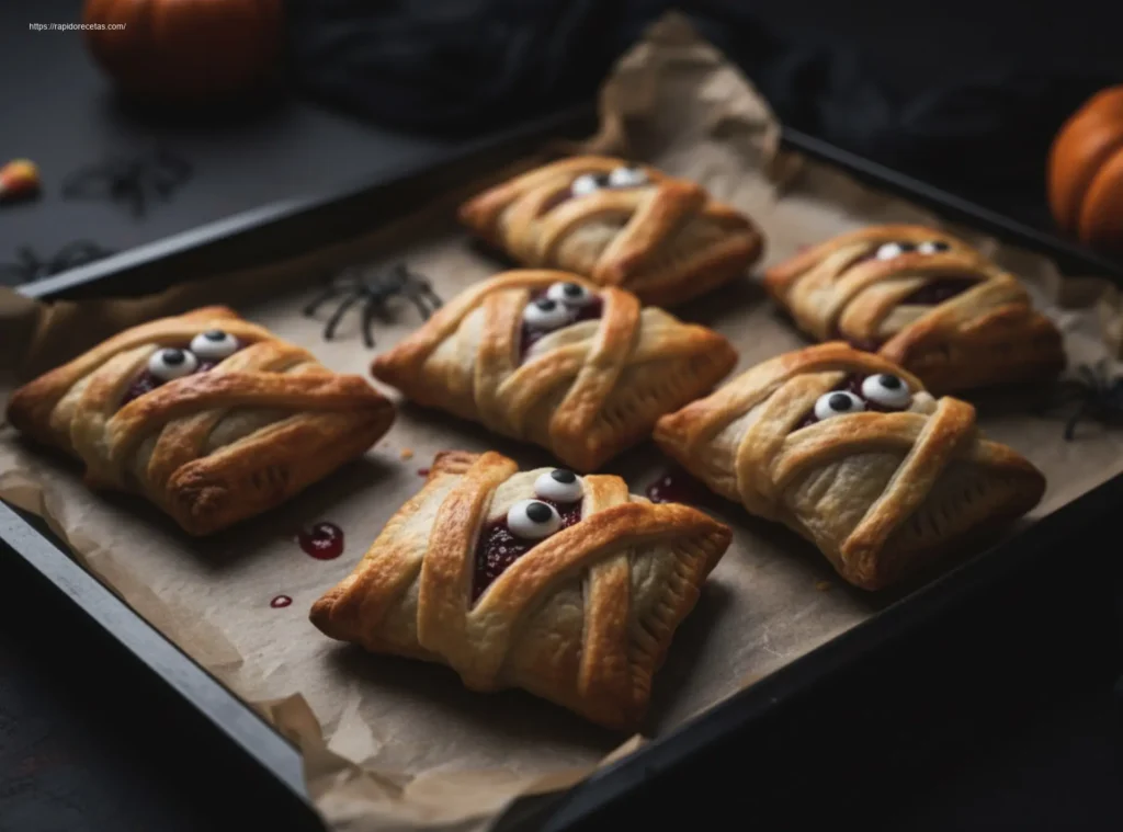 Mummy Cherry Pies: 6 Quick & Delicious Ideas 4 45-degree view of a Warm Mummy Cherry Pie on a white plate.