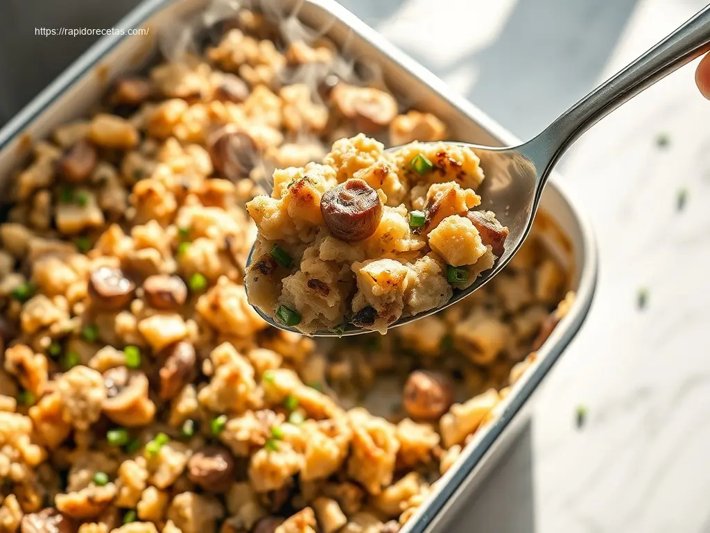 Delicious Vegetarian Mushroom Stuffing ready to serve