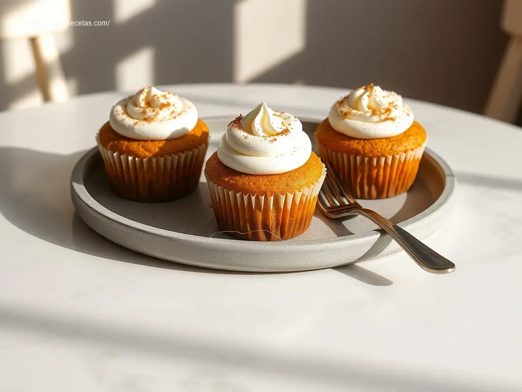 Pumpkin Cheesecake Filled Cupcakes: Top 10 Recipes 1 Delicious Pumpkin Cheesecake Filled Cupcake on a plate