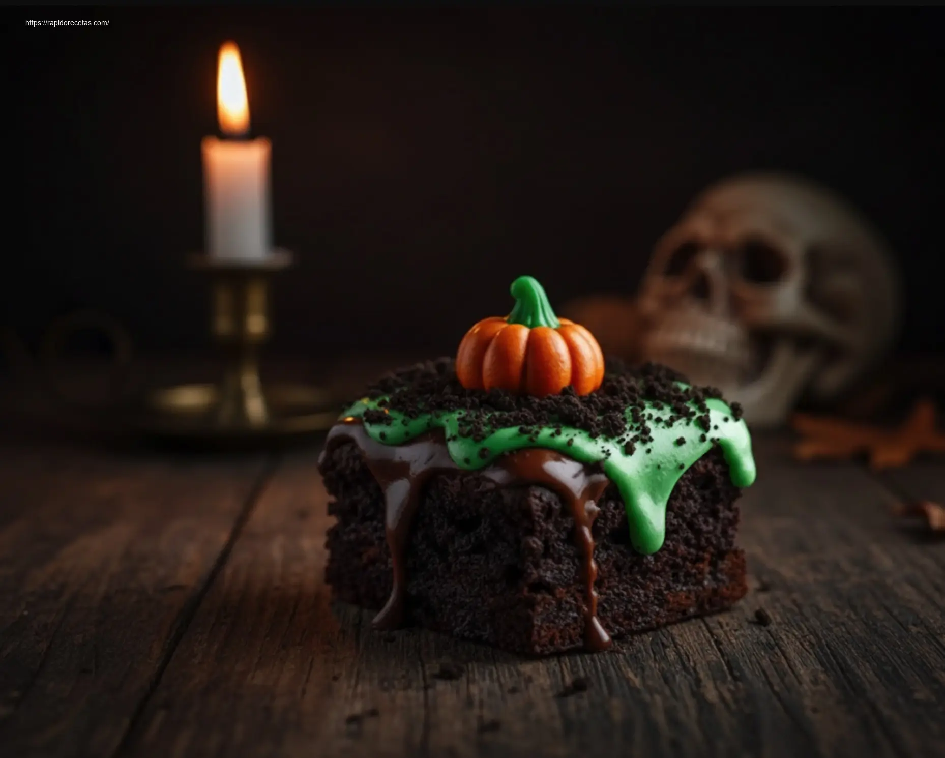 Close-up action shot of a fork about to cut into a Pumpkin Patch Brownie.