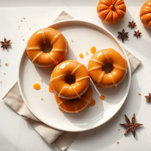 Delicious pumpkin spice brioche donuts with maple glaze