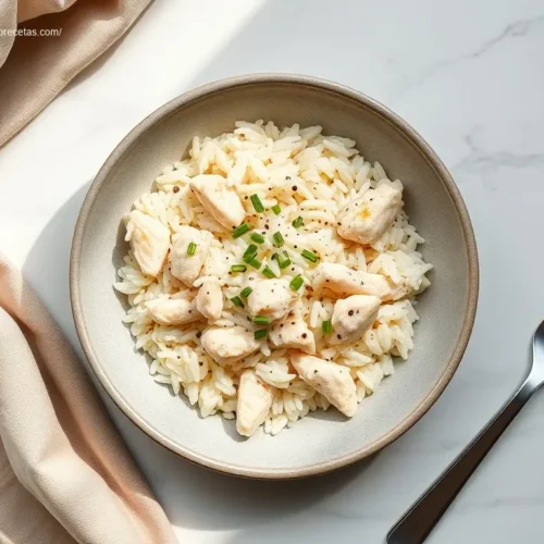 Creamy Ranch Chicken and Rice served in a bowl