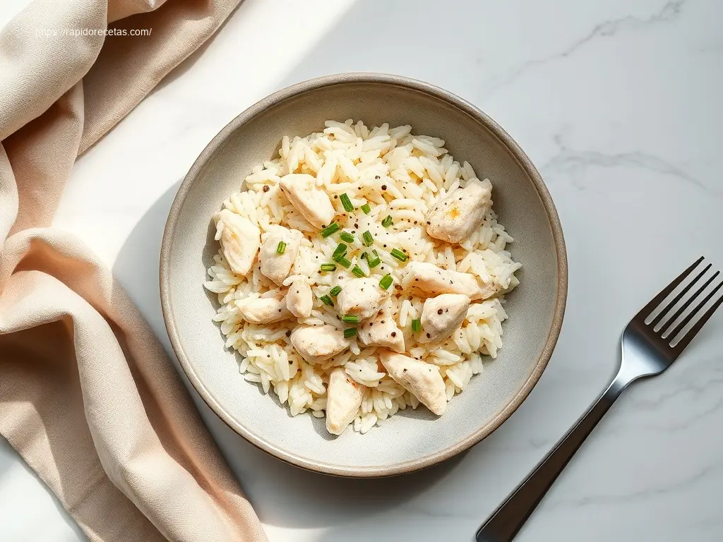 Creamy Ranch Chicken and Rice served in a bowl