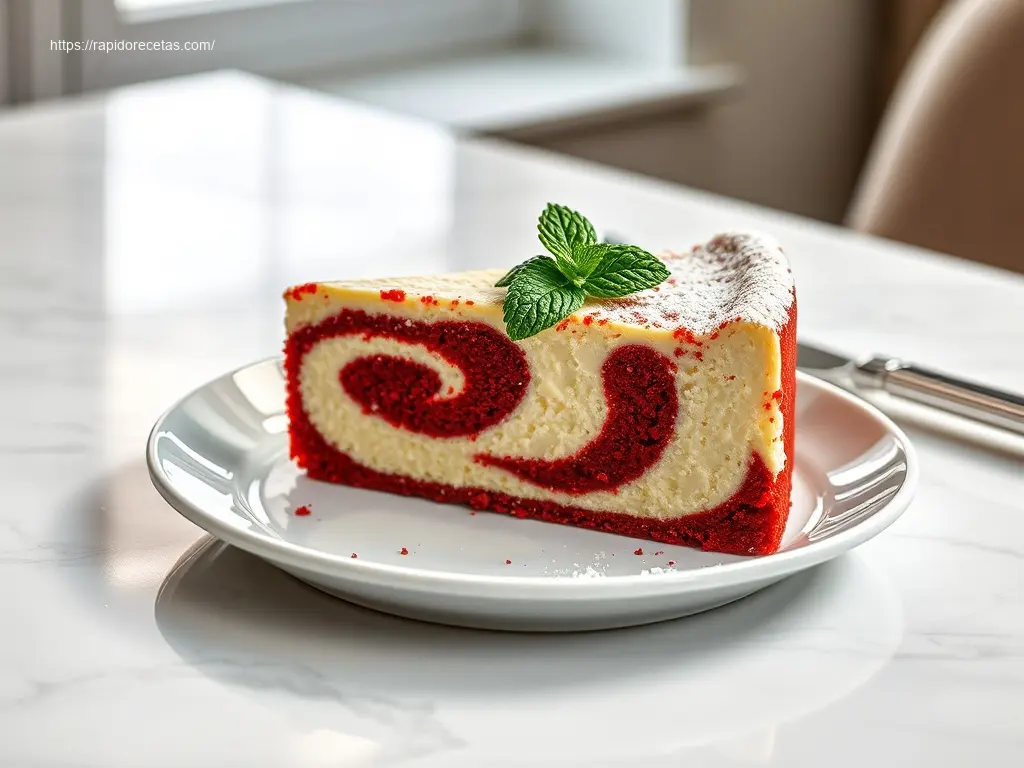 Red Velvet Swirl Holiday Cheesecake: Why It's the #1 Dessert 1 Delicious Red Velvet Swirl Holiday Cheesecake on white marble