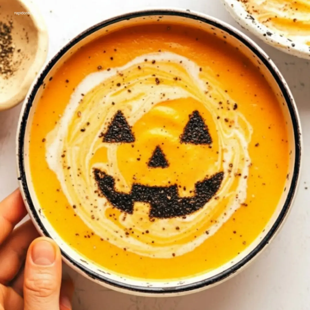 Delicious Roasted Vegetable Soup in a white bowl with fresh herbs