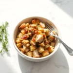 Delicious Savory Turkey and Herb Stuffing flatlay view