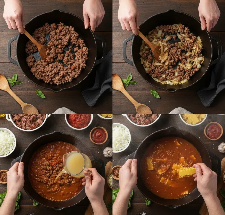 Lasagna Soup: 6 Secrets for the Best Bowl 7 Step-by-step cooking process of lasagna soup
