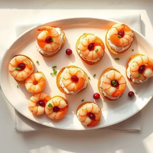 Shrimp Crostini with Cranberry Cream Cheese: Why 1's a Must! 2 Shrimp Crostini with Cranberry Cream Cheese appetizer flatlay