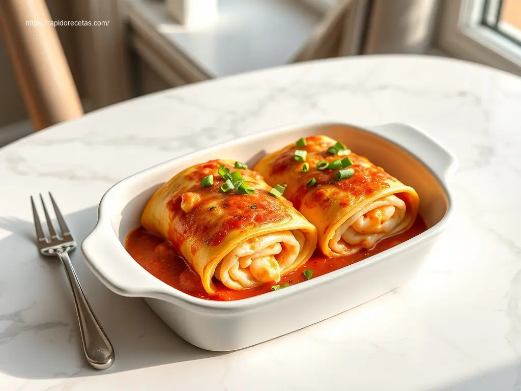 Delicious Shrimp Lasagna Roll-Ups served on a white platter