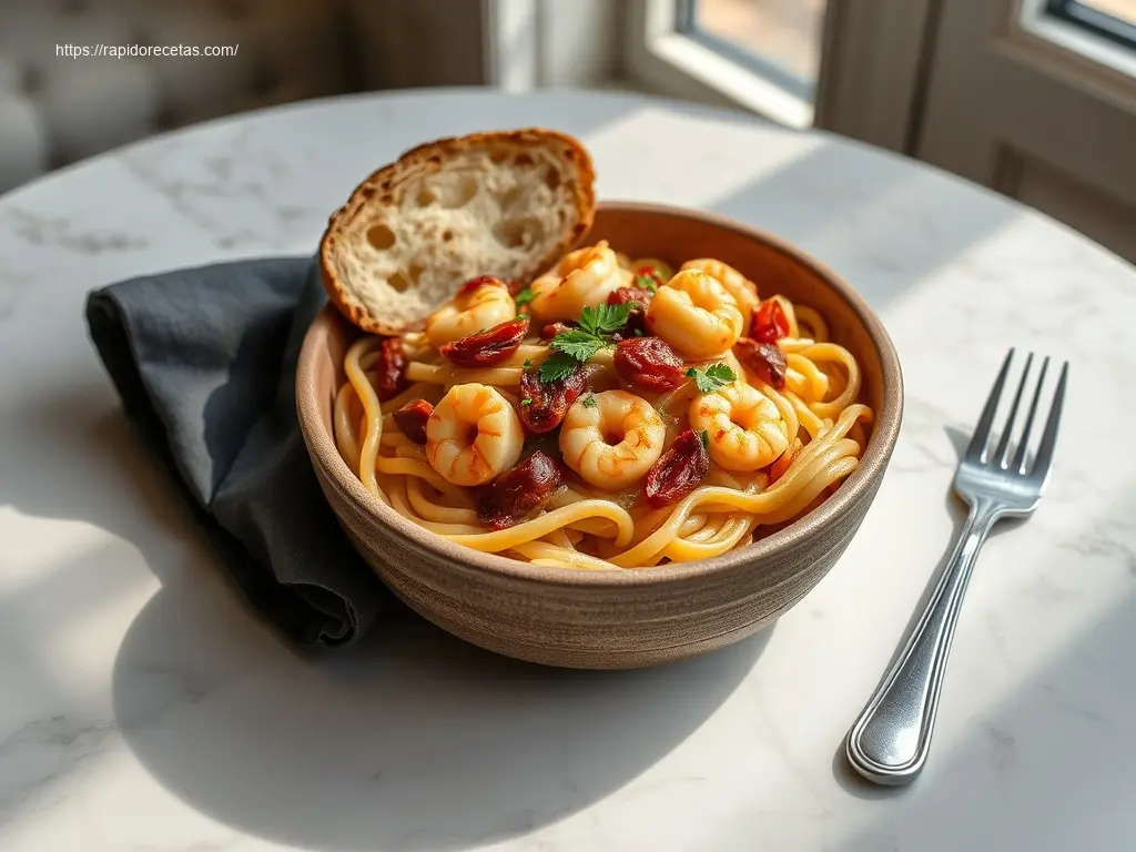 Delicious Shrimp and Sun-Dried Tomato Penne pasta