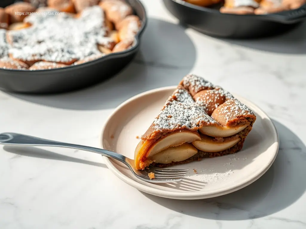 Warm Skillet Apple Pie Brownie with melting ice cream
