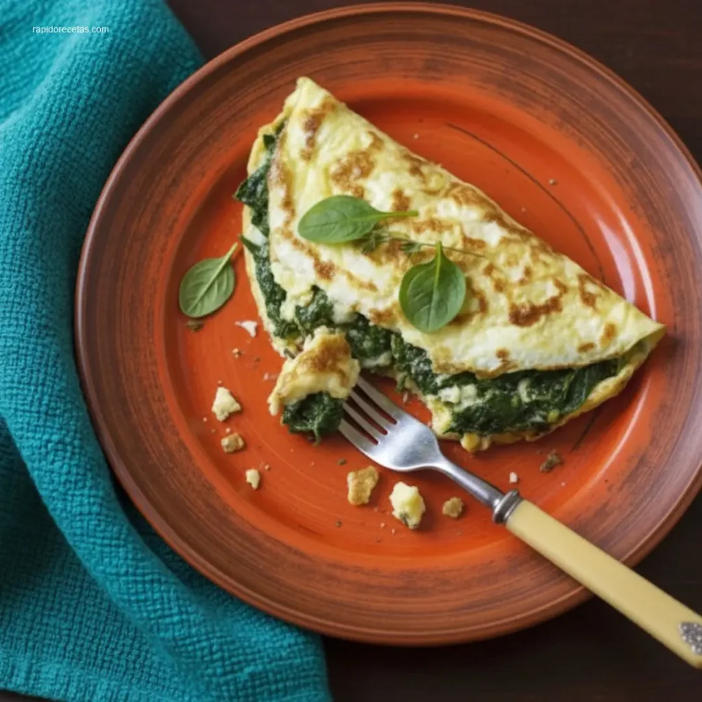 Close up of a fluffy Spinach and Feta Omelet bite