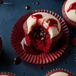 Vampire Bite Halloween Cupcakes: 7 Simple Steps to Spooky Fun 7 Delicious Vampire Bite Halloween Cupcakes on a marble table