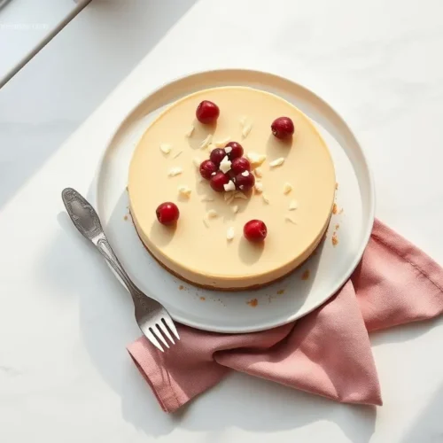 Delicious White Chocolate Cranberry Cheesecake for dessert