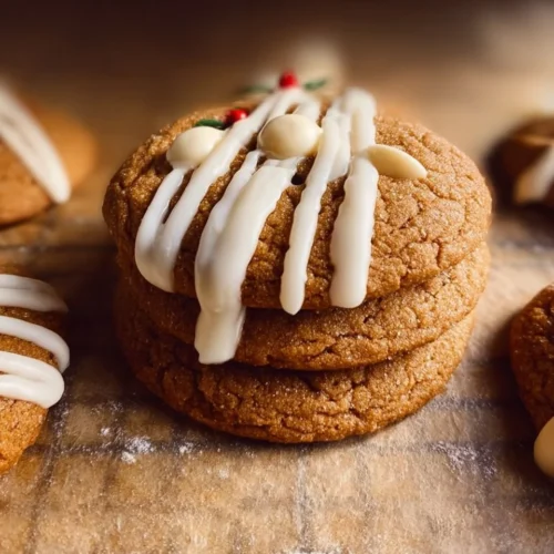 Chewy Maple Cinnamon Cookies with White Chocolate 2 Chewy maple cinnamon cookies with white chocolate chips on a plate