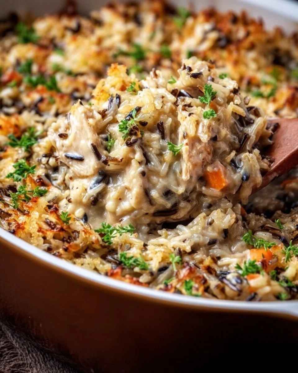 Chicken Wild Rice Casserole Recipe 1 A hearty chicken wild rice casserole baked with vegetables and creamy sauce