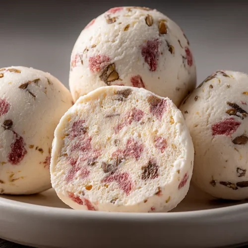 Cottage Cheese Protein Balls: Your 1 New Go-To 2 A close-up of homemade Cottage Cheese Protein Balls arranged on a white serving plate.