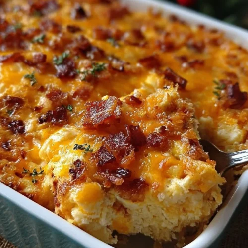 Crack Breakfast Casserole 2 Delicious Crack Breakfast Casserole served on a plate with fresh herbs