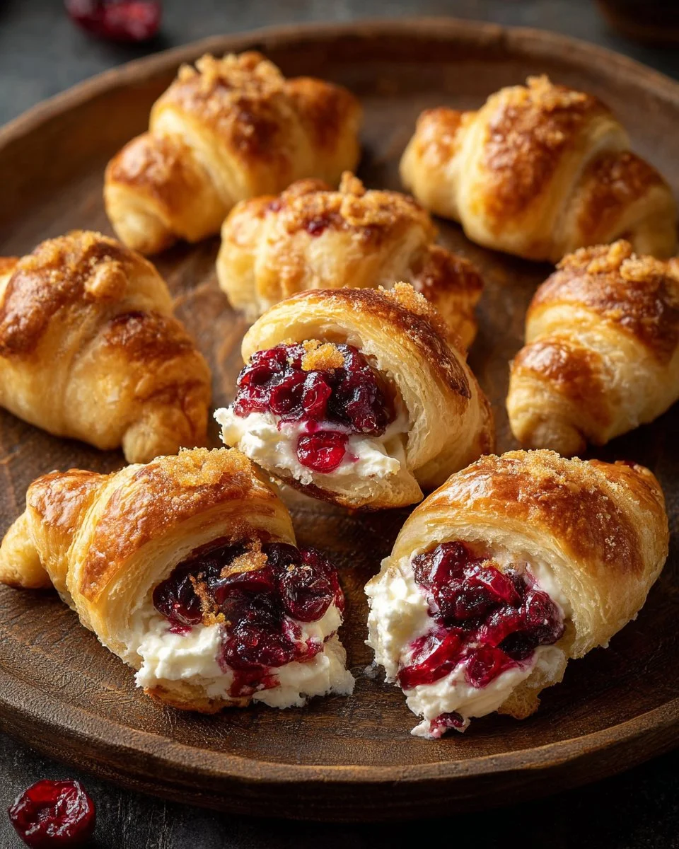 Cranberry Cream Cheese Crescent Bites served on a festive plate