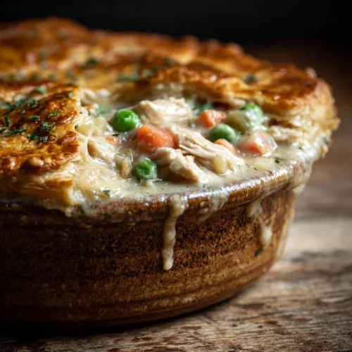 Crock Pot Chicken Pot Pie (Ultimate Cozy Dinner!) 2 Delicious crock pot chicken pot pie served in a cozy bowl with fresh herbs.
