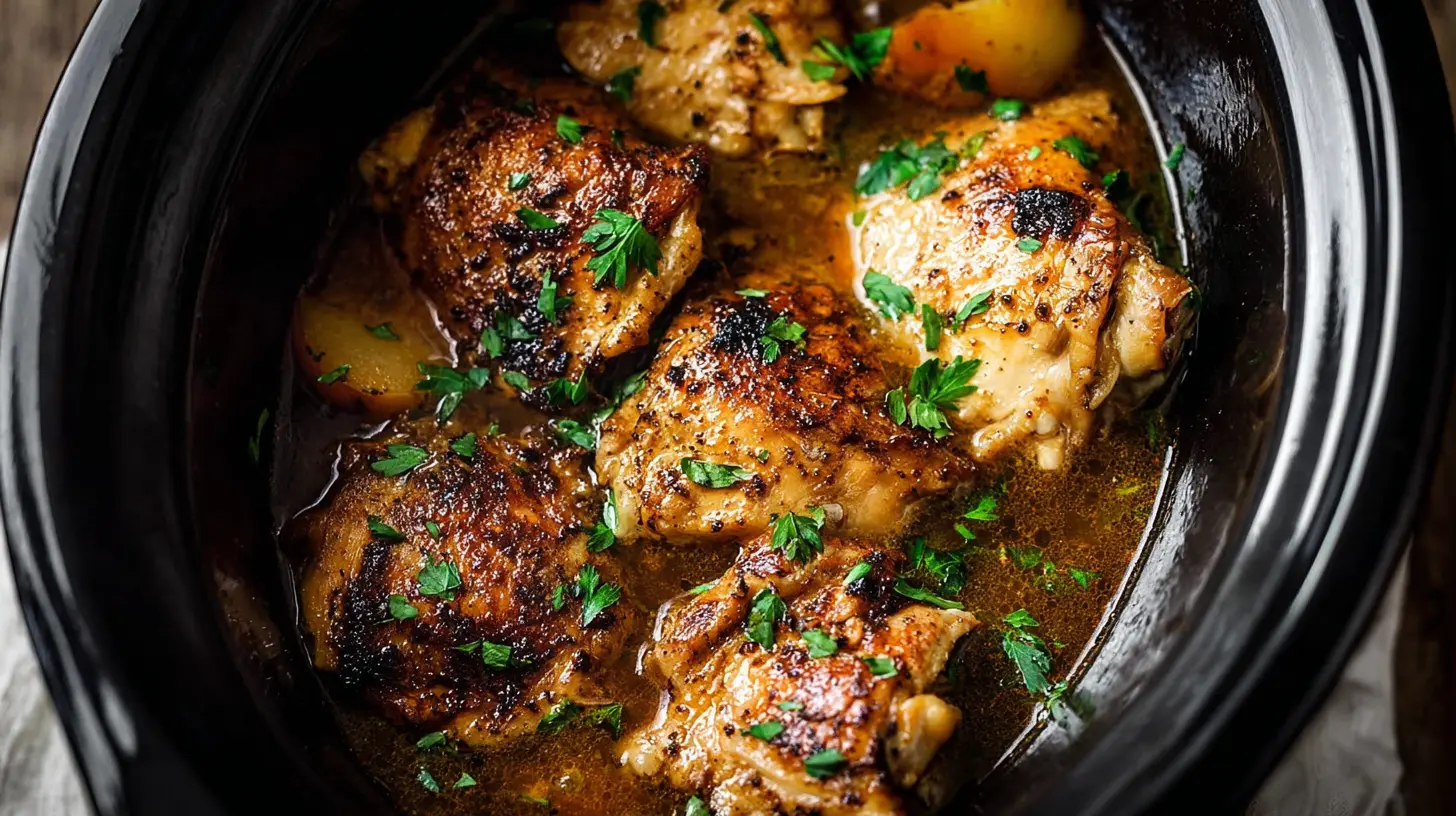 A delicious Crockpot Chicken meal with mixed vegetables.