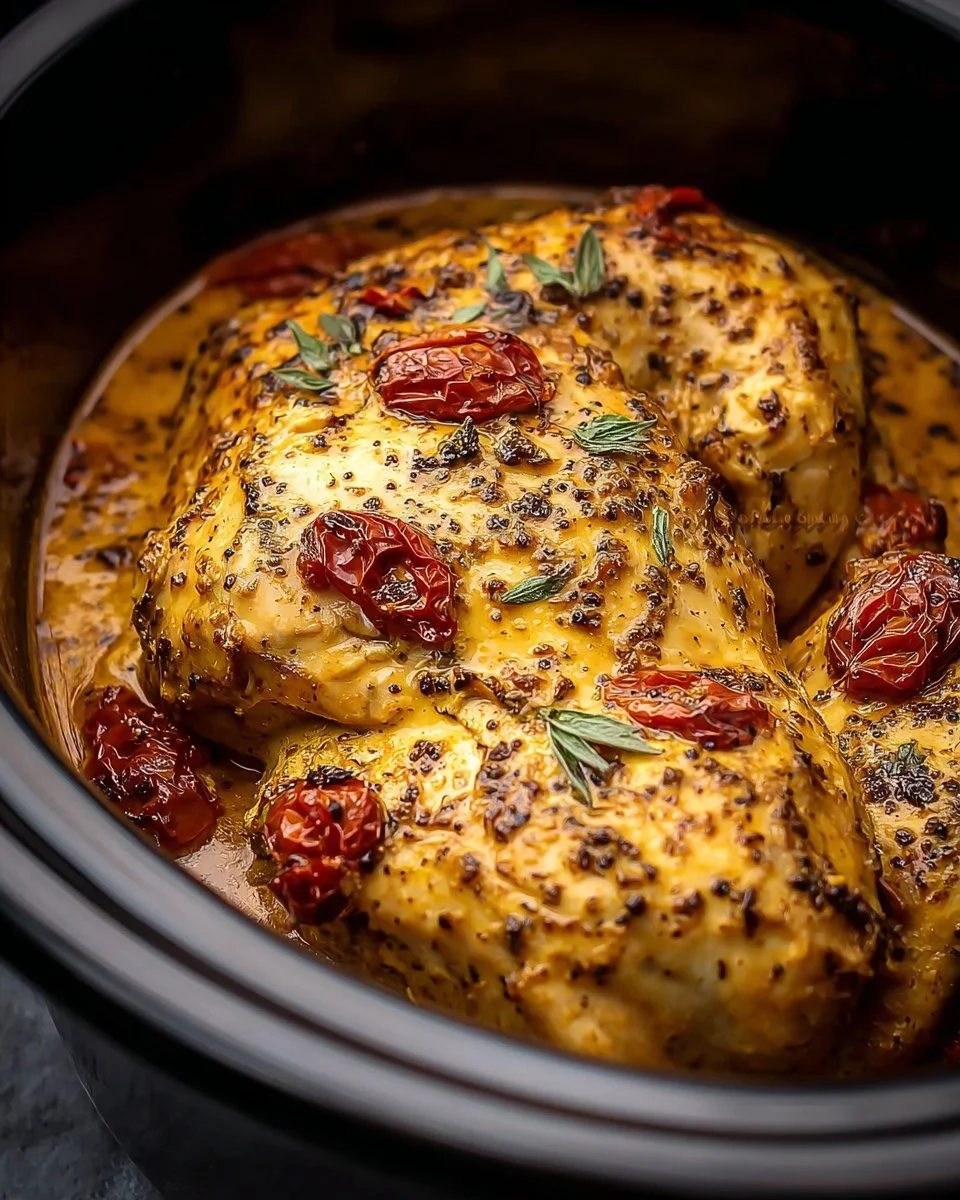 Delicious Dump & Go Crockpot Marry Me Chicken served on a plate